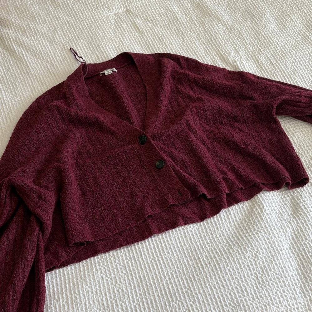 American Eagle Outfitters Maroon Cardigan Sweater
